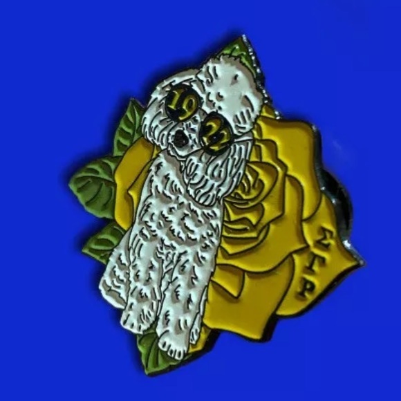 Poodle Provisions Jewelry - Set of 5 Sigma Gamma Rho Pretty Poodle & Yellow Rose Enamel Pin